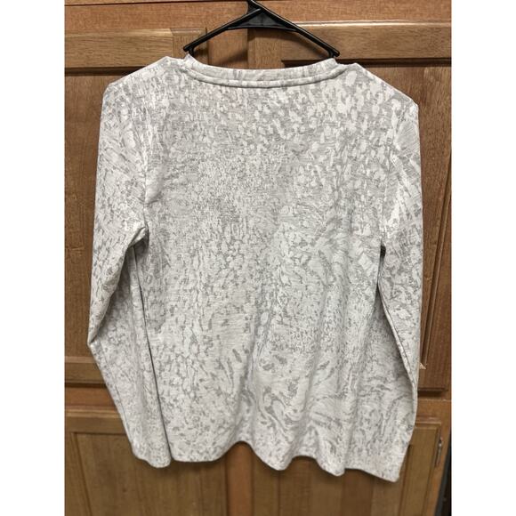 Simply Vera Wang Long Sleeve Top with Texture Print Grey Gray Women's Size S - Picture 2 of 5